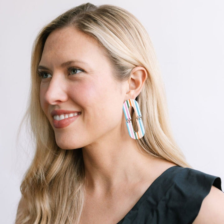 Colorful Striped Rancher Earrings