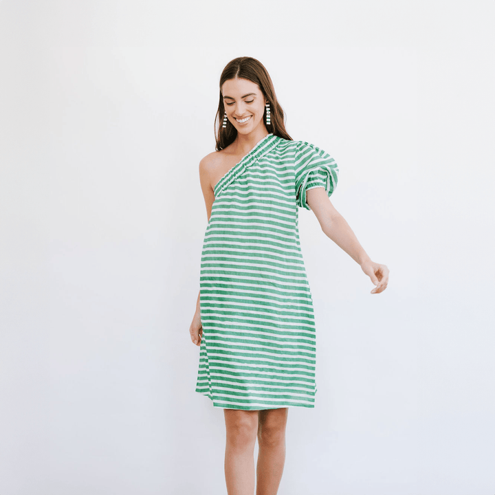 Green and White Stripe Addison Dress