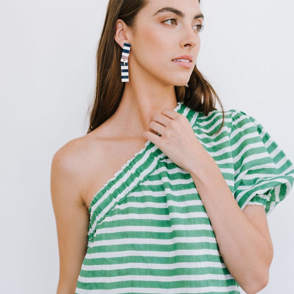 Green and White Stripe Addison Dress