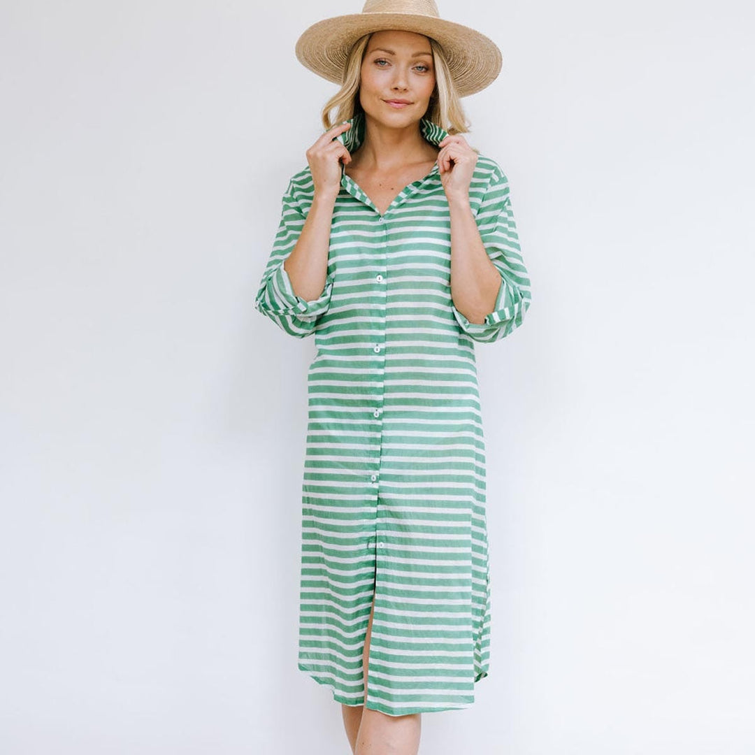 Green and White Stripe Alex Cover-Up