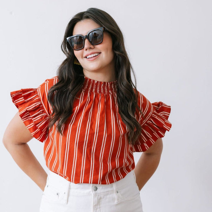 Hemingway Stripe Flutter Top