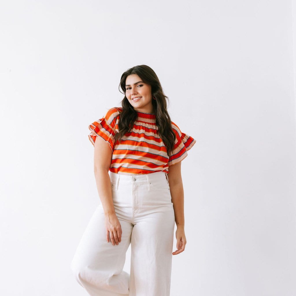 Hidalgo Stripe Flutter Top