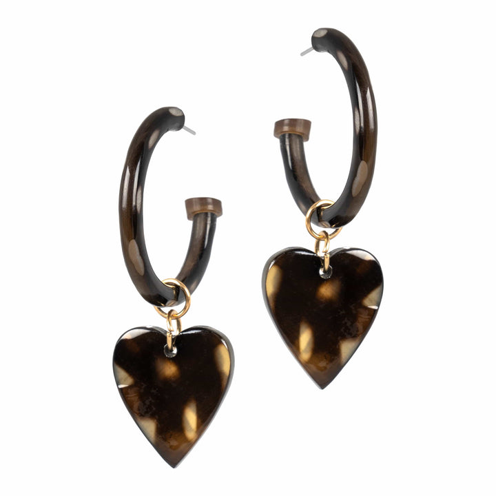 Marbled Hoop with Heart Dangles
