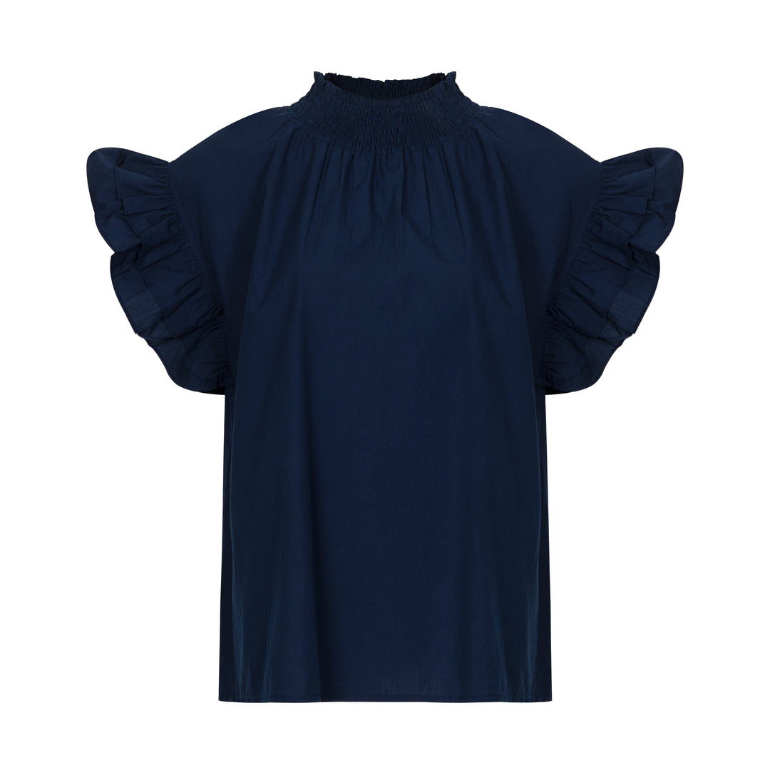 Navy Flutter Top