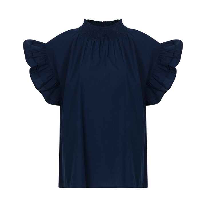 Navy Flutter Top