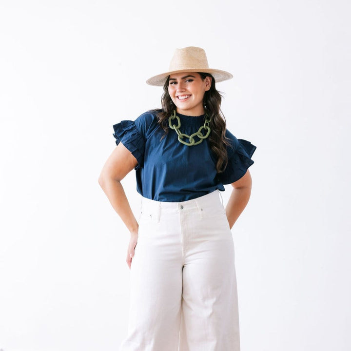 Navy Flutter Top