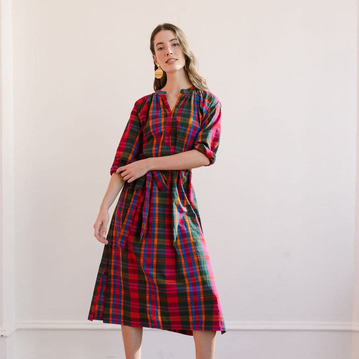 Que Paso Plaid Tejate Dress