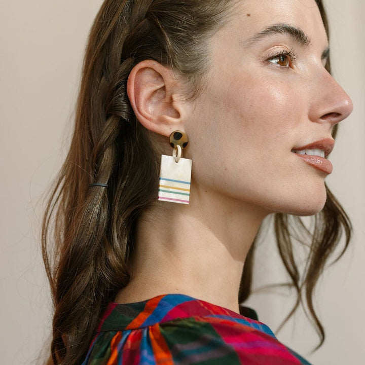 Rainbow Stripe Block Earrings