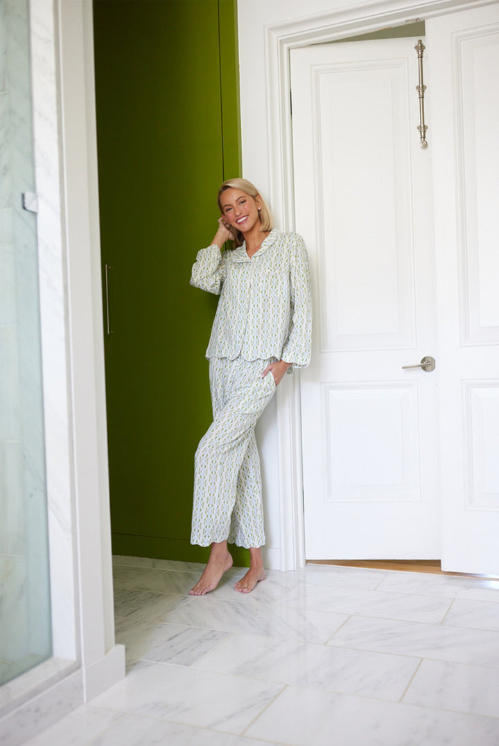 Scalloped Pajama Set Long - Tea Time